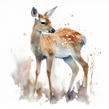 Serviette de Noël 33x33cm motif aquarelle biche élégant | jourdefete.com