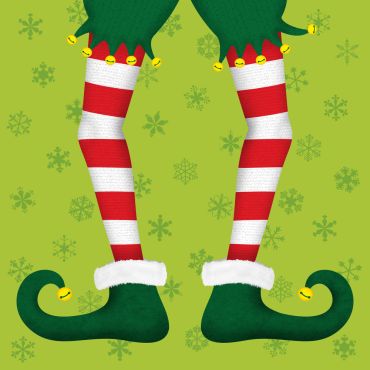 Serviettes de Noël avec lutin "Jack le Lutin" et rayures festives rouges et blanches | jourdefete.com