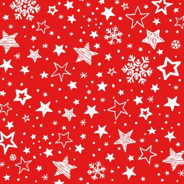 Serviettes de Noël rouges avec motifs étoiles et flocons blancs 33 x 33 cm Lovely Stars | jourdefete.com