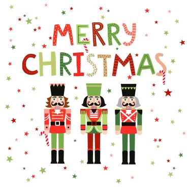 Serviette de Noël avec motifs casse-noisettes et message Merry Christmas | jourdefete.com