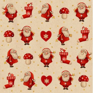 Serviettes en papier Noël avec motifs Père Noël, chaussettes et étoiles dorées | jourdefete.com Serviettes en papier Noël avec motifs Père Noël, chaussettes et étoiles dorées | jourdefete.com