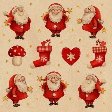 Serviettes de Noël cocktail 25x25cm motif Père Noël Little Nick | jourdefete.com