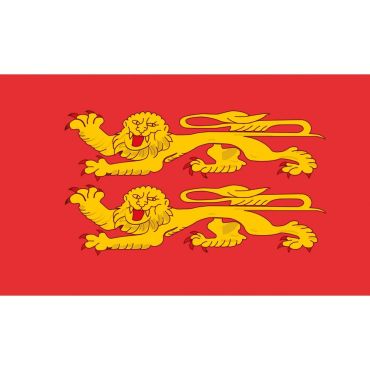 Drapeau rouge de la Normandie illustrant deux léopards dorés au format 90x150 cm pour décoration de fête | jourdefete.com