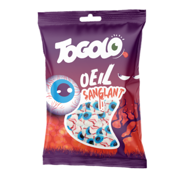 Bonbons œils sanglants fourrés fraise Togolo 125g | jourdefete.com