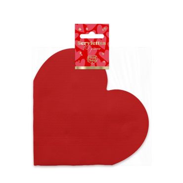 Pack de 10 serviettes pour la Saint-Valentin en forme de cœur | jourdefete.com