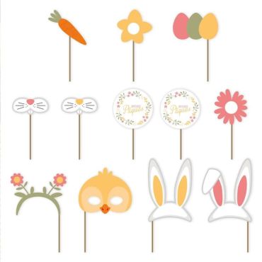 Pack de 12 accessoires pour photobooth pour Pâques | jourdefete.com