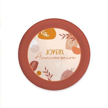 Pack de 6 assiettes - Joyeux Anniversaire - Collection Terracotta | jourdefete.com