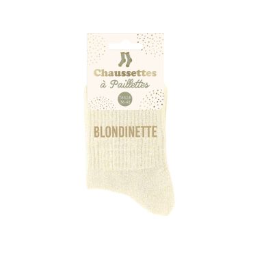 Chaussettes à paillettes "Blondinette" en taille 36-42 | jourdefete.com