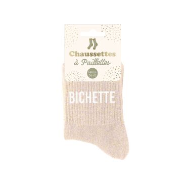 Chaussettes à paillettes "Bichette" en taille 36-42 | jourdefete.com