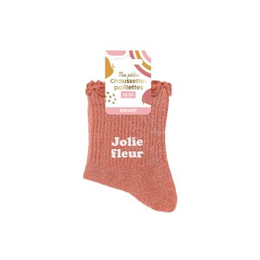 Paire de chaussettes à paillettes pour fille - Taille 25/30 - Jolie Fleur | jourdefete.com