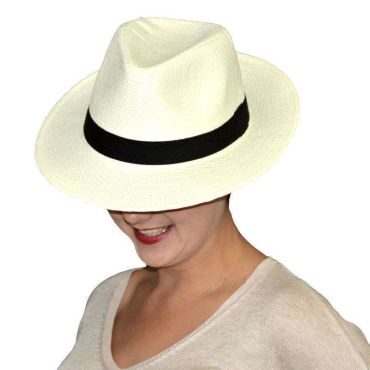 Panama en papier tressé en ivoire pour adulte - 58 cm | jourdefete.com