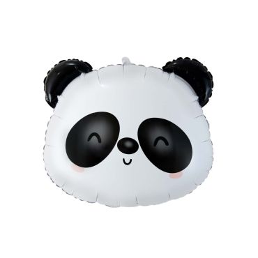 Ballon panda kawaii noir et blanc en forme de tête souriante | jourdefete.com