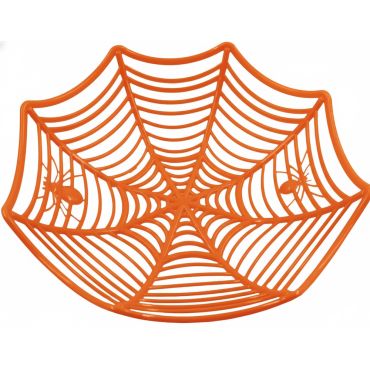 Panier à bonbons Halloween toile d’araignée orange 27 x 8 cm | jourdefete.com
