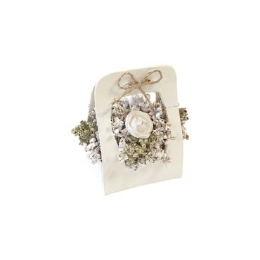 Panier avec rose blanche et graminées, déco poétique | jourdefete.com