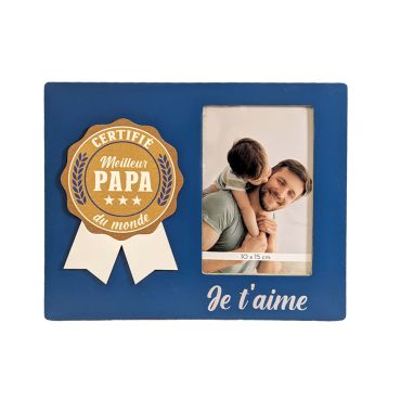 Cadre photo fête des pères "Certifié Meilleur Papa du Monde" | jourdefete.com