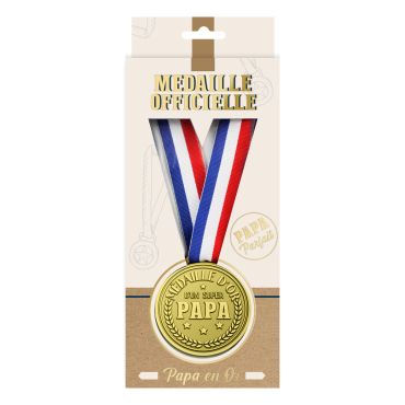 Médaille d’or avec ruban tricolore pour super papa à offrir | jourdefete.com