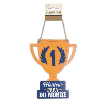 Plaque en bois "Meilleur Papa du Monde" à suspendre pour fête des pères | jourdefete.com