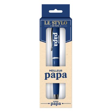 Stylo bleu nuit avec inscription Meilleur Papa dans son étui cadeau pour la fête des pères | jourdefete.com