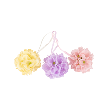 Suspensions hortensia jaune, lilas et rose - Ø 6,5 cm | jourdefete.com