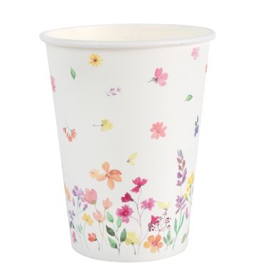 Gobelets en carton Pâques décor fleurs pastel style printanier | jourdefete.com