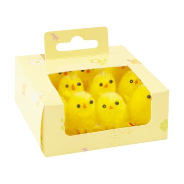 12 poussins jaunes en chenille pour décoration de Pâques de 3,5 cm | jourdefete.com