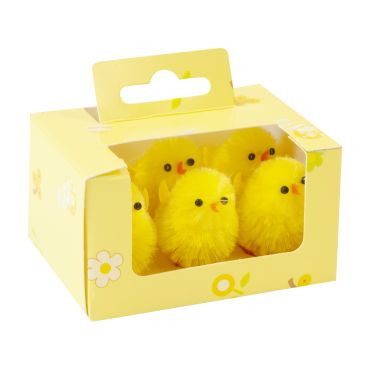 6 poussins jaunes en chenille pour décoration de Pâques 4,5 cm | jourdefete.com