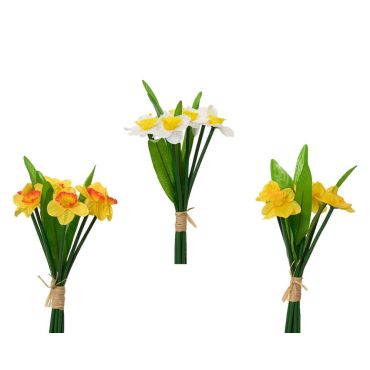 Bouquet de jonquilles artificielles jaunes et blanches pour une décoration printanière de Pâques | jourdefete.com