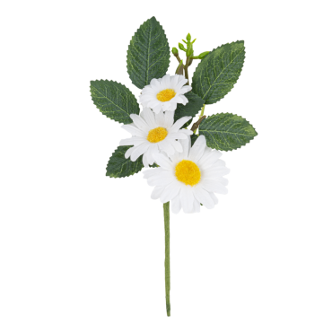 Branche de marguerites et feuillage blanc et vert 15 cm – décoration naturelle et élégante | jourdefete.com