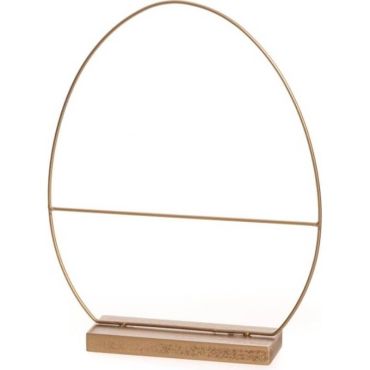 Centre de table en forme d'œuf et en métal doré de 28 cm avec un socle | jourdefete.com