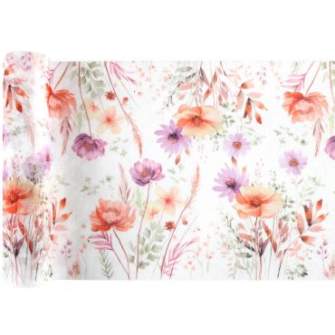 Chemin de table Lapinou avec motifs floraux printaniers | jourdefete.com