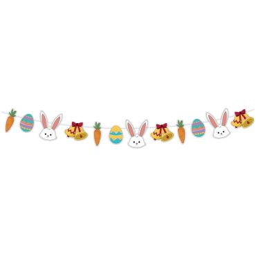Guirlande de Pâques avec motifs lapins, œufs et carottes | jourdefete.com