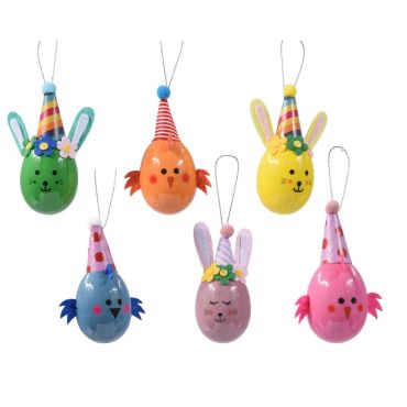 Œufs de Pâques décoratifs lapin ou poule à suspendre | jourdefete.com