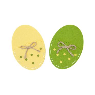 Lot de 2 œufs porte-couverts en feutrine aux couleurs vives pour une déco de table de Pâques | jourdefete.com