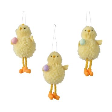 Poussin à suspendre avec œuf, décoration de Pâques douce et festive | jourdefete.com