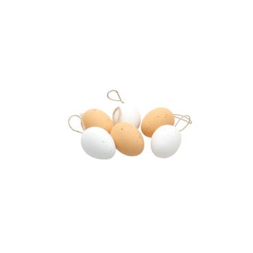 Set de 6 œufs blancs et naturels à suspendre pour Pâques - 4 x 6 cm | jourdefete.com Set de 6 œufs blancs et naturels à suspendre pour Pâques - 4 x 6 cm | jourdefete.com