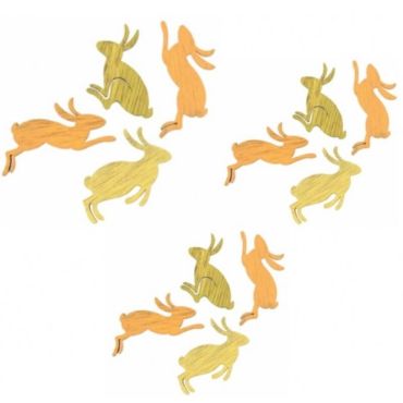 12 Confettis de table en bois Lapins colorés de 4 cm | jourdefete.com