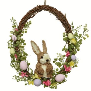 Suspension murale de lapin avec œufs et fleurs | jourdefete.com