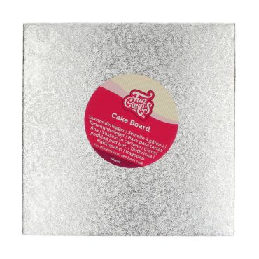 Cake Board Carré argenté 25x25 cm | jourdefete.com