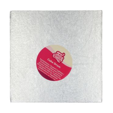 Support carré et argenté de 25 cm pour gâteaux élégants | jourdefete.com