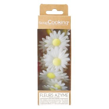 18 marguerites blanches en azyme, décoration pâtissière comestible | jourdefete.com