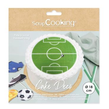 Disque en sucre terrain de football 18 cm pour décoration de gâteau | jourdefete.com