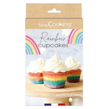 Kit cupcakes arc-en-ciel avec recette incluse pour pâtisserie festive | jourdefete.com