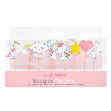 Bougies thème licorne pour décoration de gâteau féérique | jourdefete.com