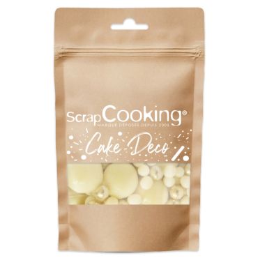 Perles décoratives comestibles chocolat blanc et doré pour pâtisseries | jourdefete.com