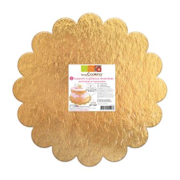 Supports à gâteaux ronds or et noir diamètre 24cm | jourdefete.com