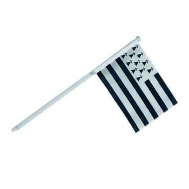 Pavillon drapeau breton avec manche en plastique de 10 x 15 cm