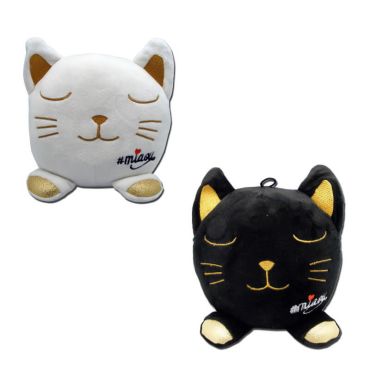 Peluche chat or collection miaou de 15 cm couleur aléatoire blanche ou noire