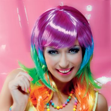 Perruque Fluo Multicolore Femme