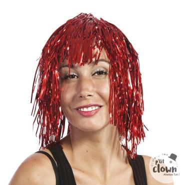 Perruque rouge disco brillante | jourdefete.com