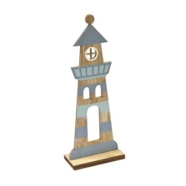 Petite Décoration Phare Marin en Bois - Bleu | jourdefete.com